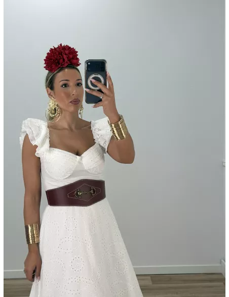 Cinturón piel ancho vino