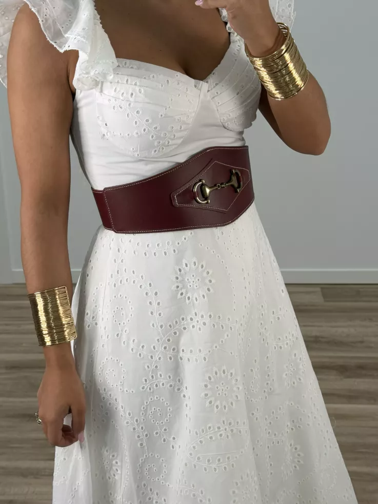 Cinturón piel ancho vino