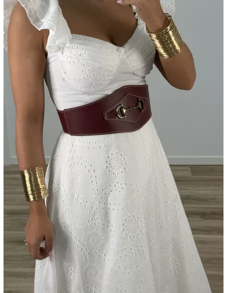 Cinturón piel ancho vino