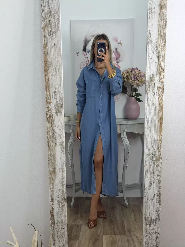 Vestido camisero vaquero largo