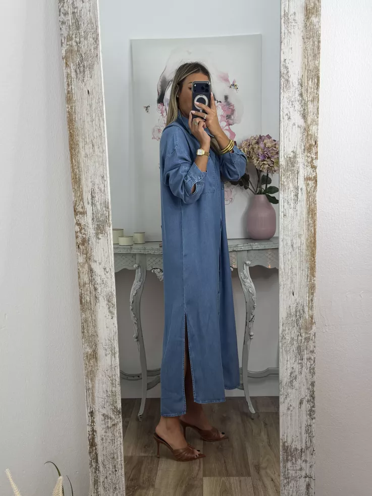 Vestido camisero vaquero largo