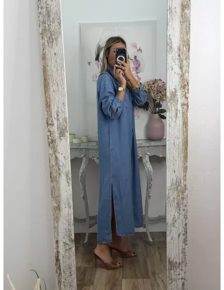 Vestido camisero vaquero largo