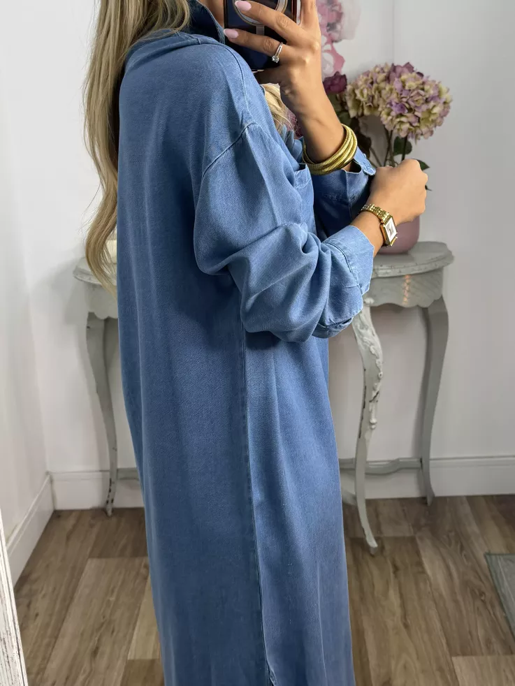 Vestido camisero vaquero largo