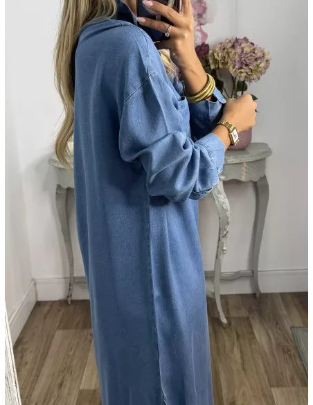 Vestido camisero vaquero largo