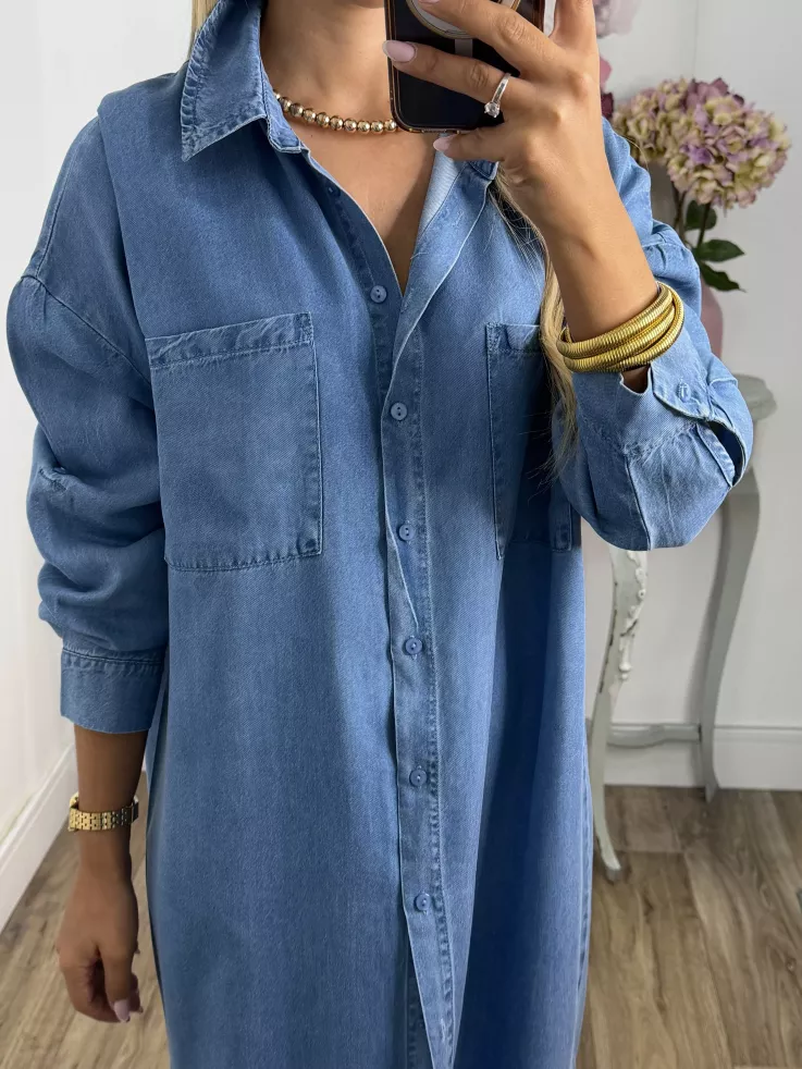 Vestido camisero vaquero largo