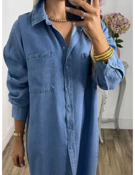 Vestido camisero vaquero largo