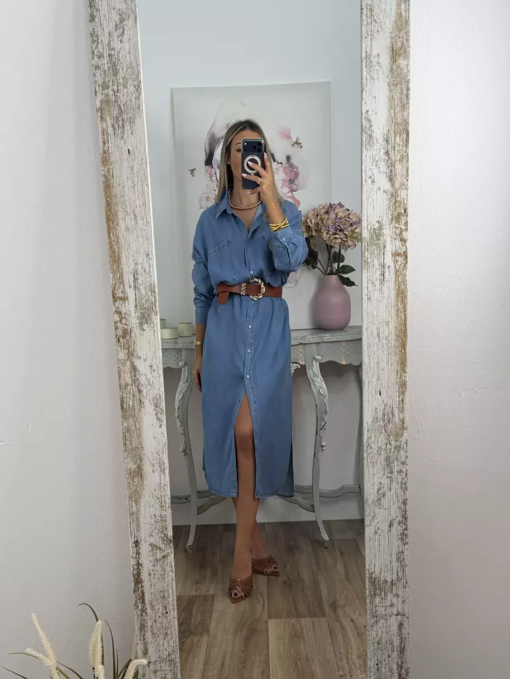 Vestido camisero vaquero largo