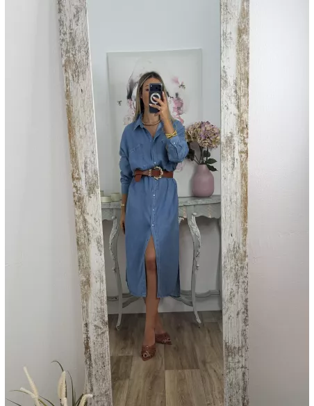 Vestido camisero vaquero largo