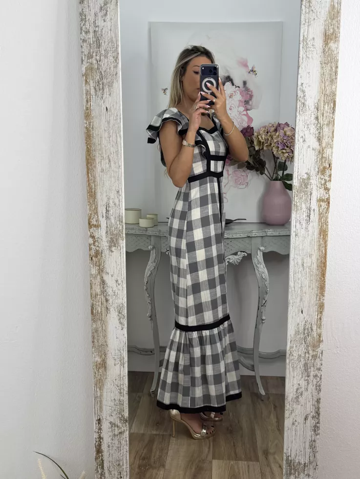Vestido Magnolia de cuadros negro