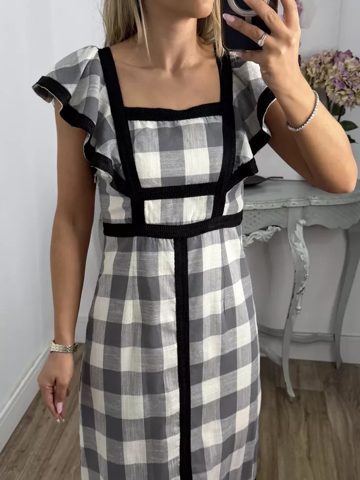 Vestido Magnolia de cuadros negro