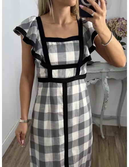 Vestido Magnolia de cuadros negro