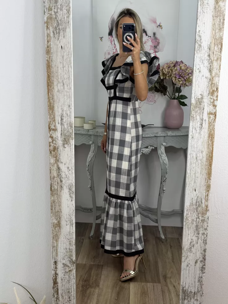 Vestido Magnolia de cuadros negro