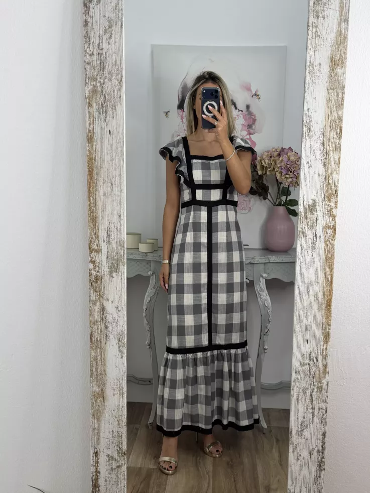 Vestido Magnolia de cuadros negro