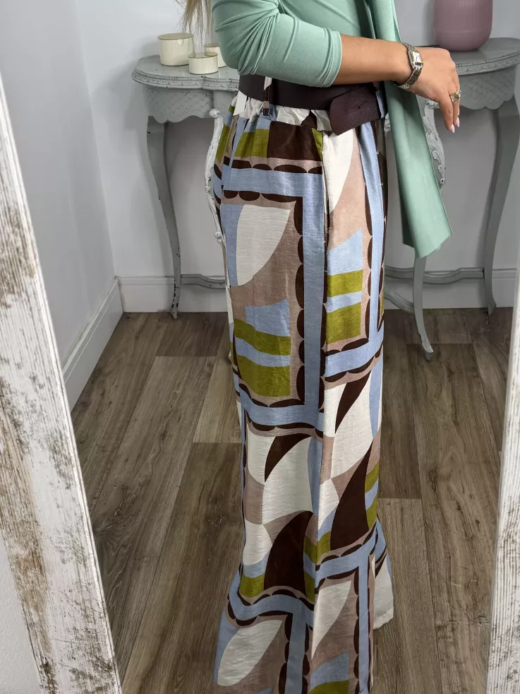 Pantalón Dakota estampado verde y celeste