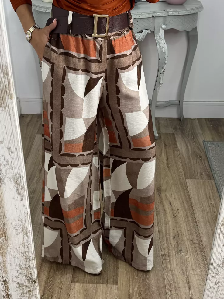 Pantalón Dakota estampado choco y teja