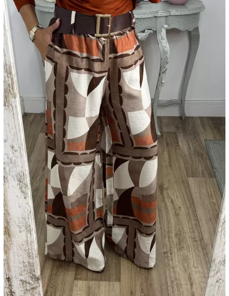 Pantalón Dakota estampado choco y teja