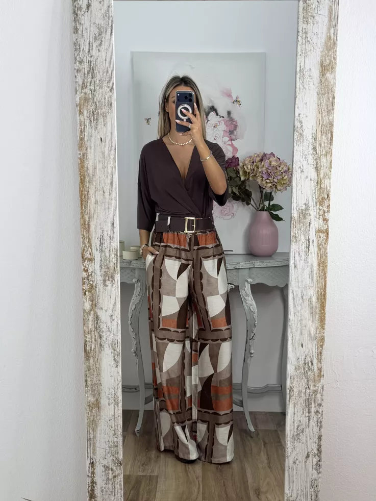 Pantalón Dakota estampado choco y teja