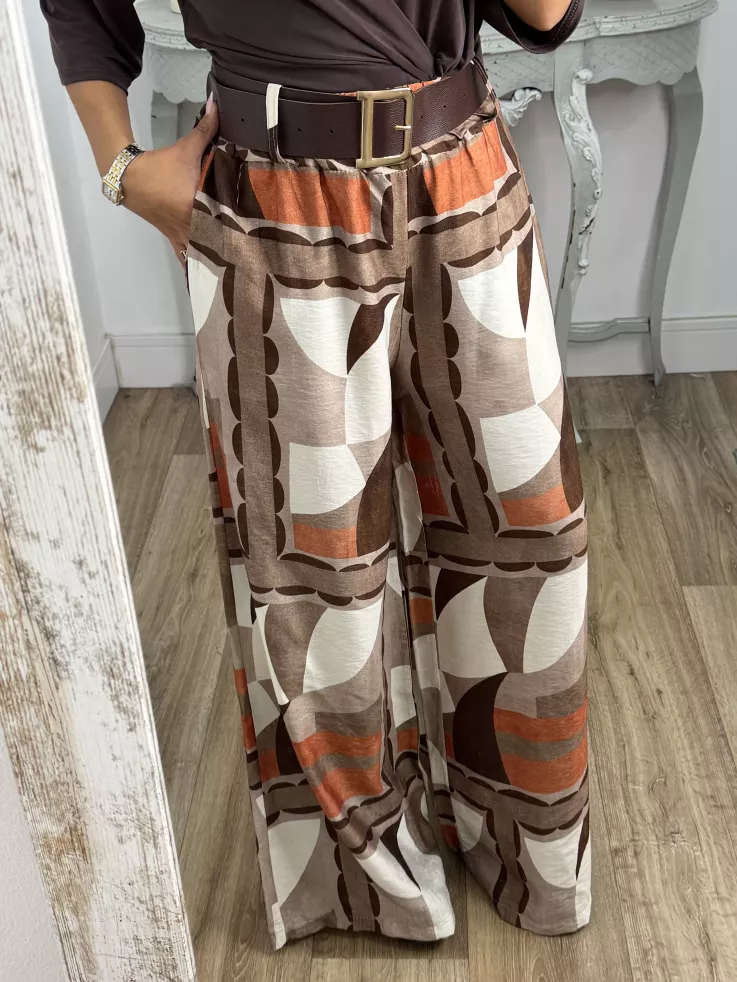 Pantalón Dakota estampado choco y teja