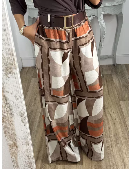 Pantalón Dakota estampado choco y teja