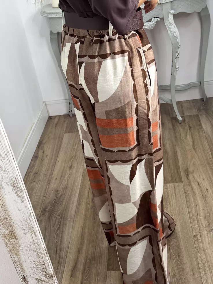 Pantalón Dakota estampado choco y teja