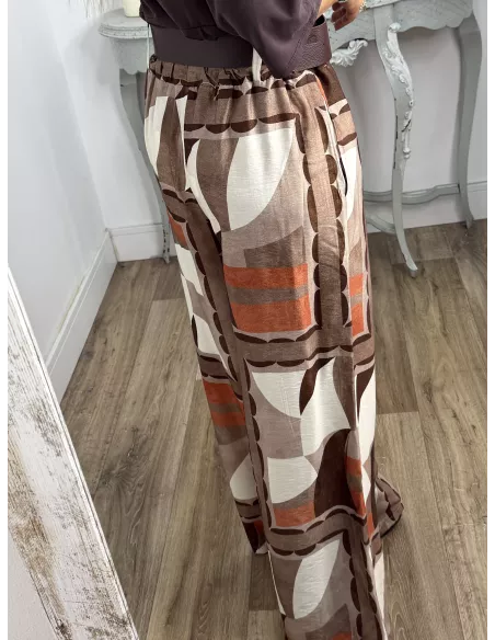 Pantalón Dakota estampado choco y teja