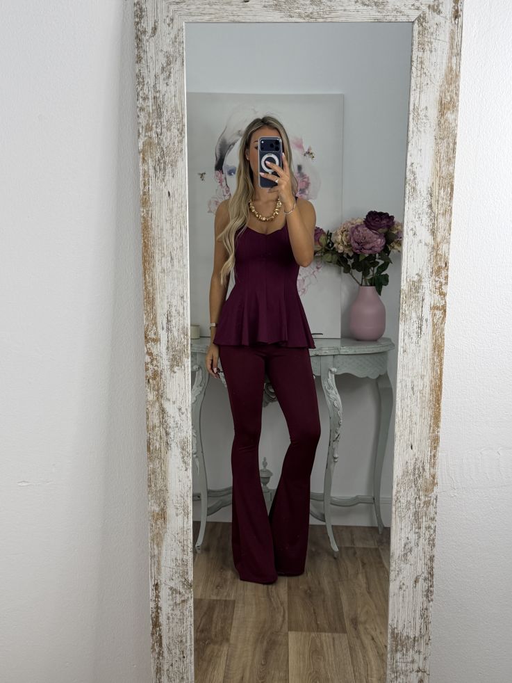 Pantalón doble frunce burdeos