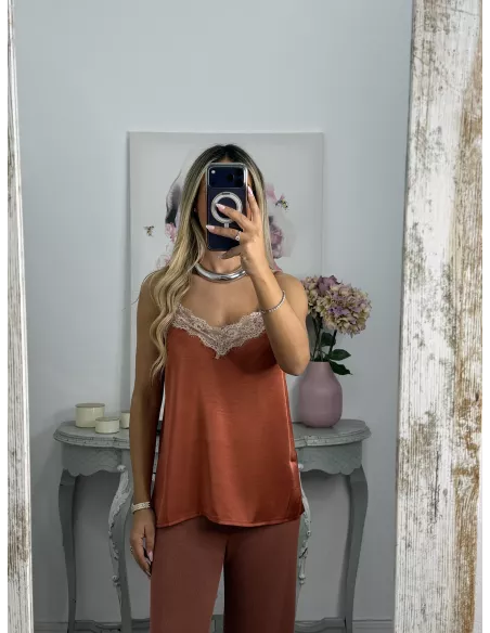 Lencera Carla combinada rosa y beige