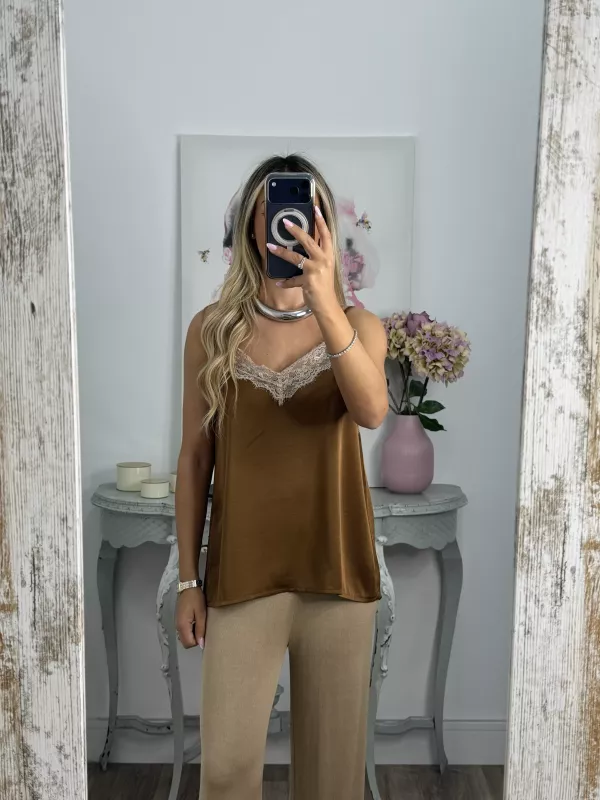 Lencera Carla combinada choco y beige