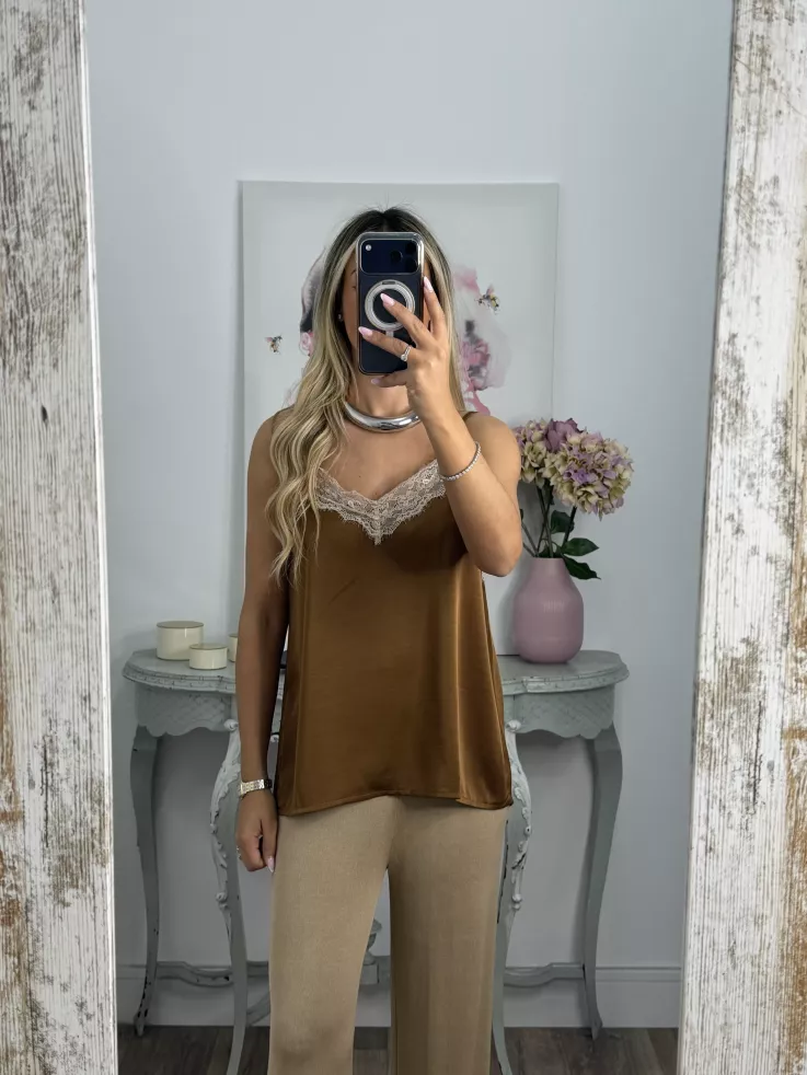 Lencera Carla combinada choco y beige