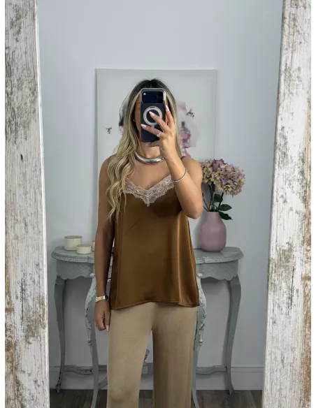 Lencera Carla combinada choco y beige