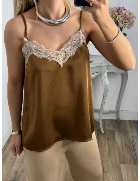 Lencera Carla combinada choco y beige