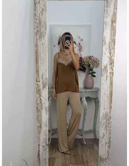 Lencera Carla combinada choco y beige