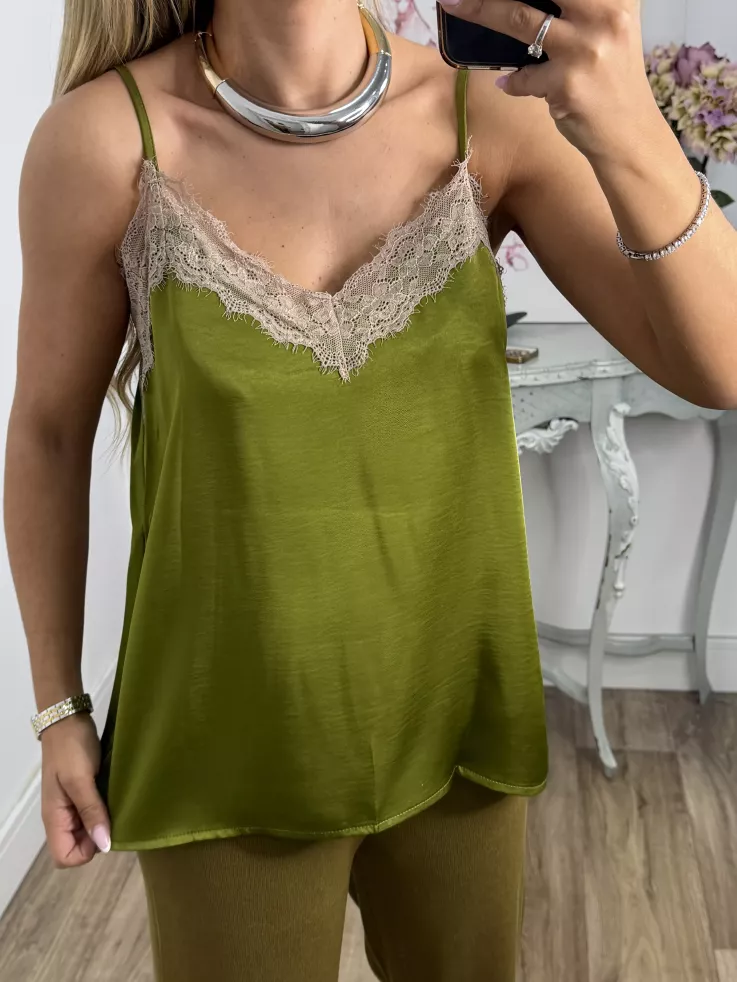 Lencera Carla combinada verde y beige