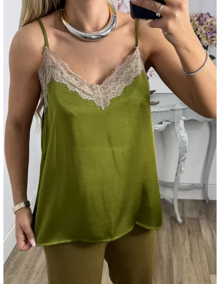 Lencera Carla combinada verde y beige