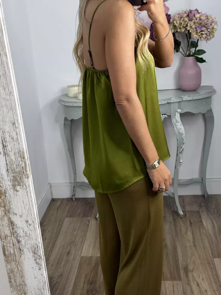 Lencera Carla combinada verde y beige