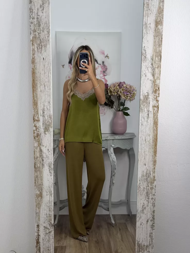 Lencera Carla combinada verde y beige