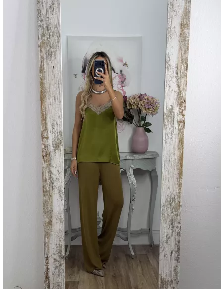 Lencera Carla combinada verde y beige