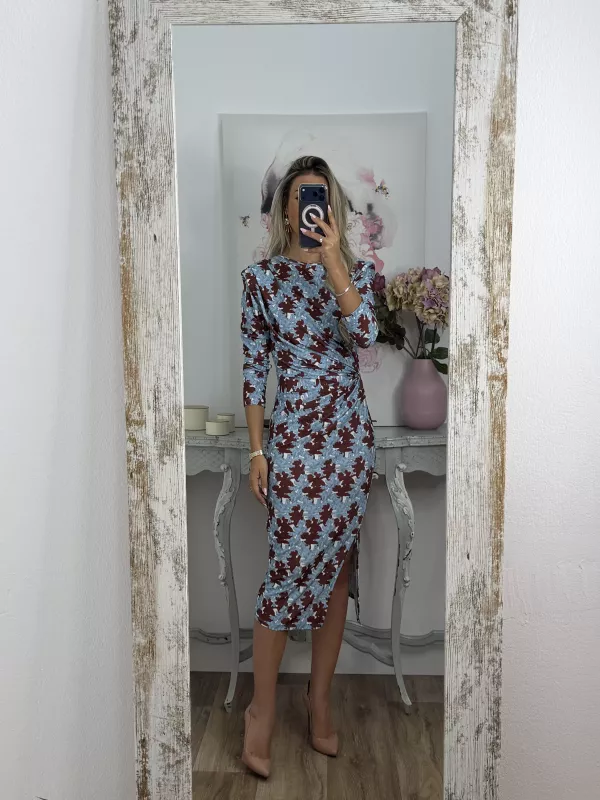 Vestido Macarena azul y vino