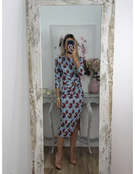 Vestido Macarena azul y vino