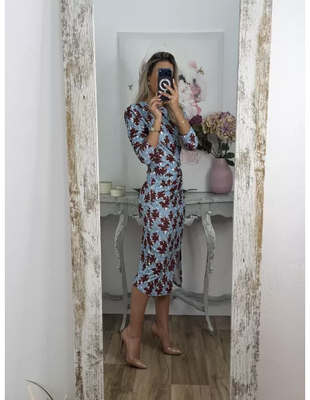 Vestido Macarena azul y vino