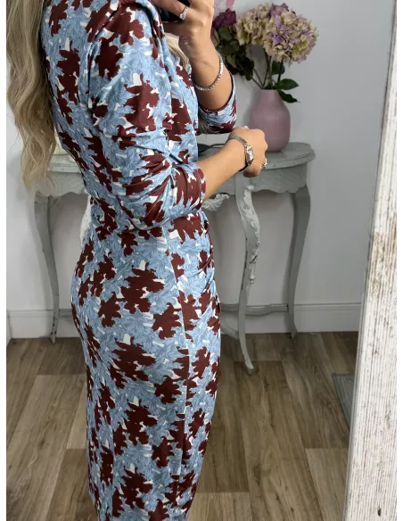 Vestido Macarena azul y vino