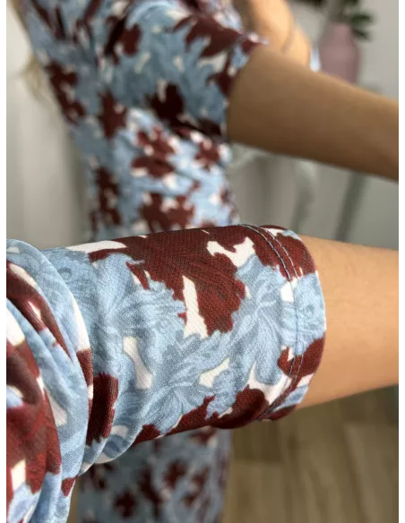 Vestido Macarena azul y vino