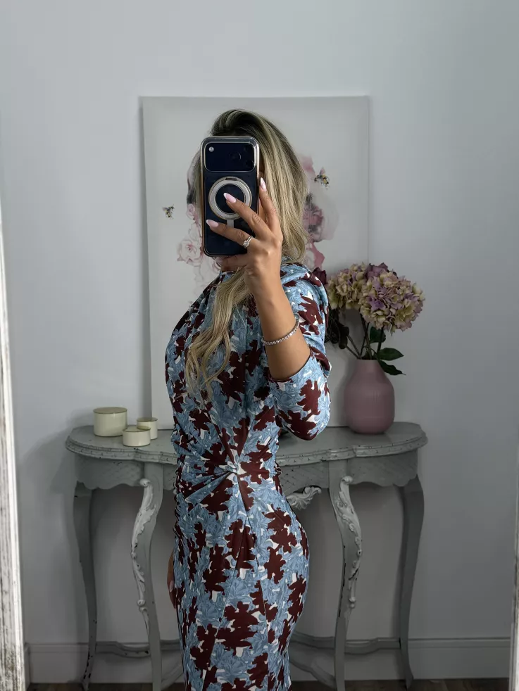 Vestido Macarena azul y vino