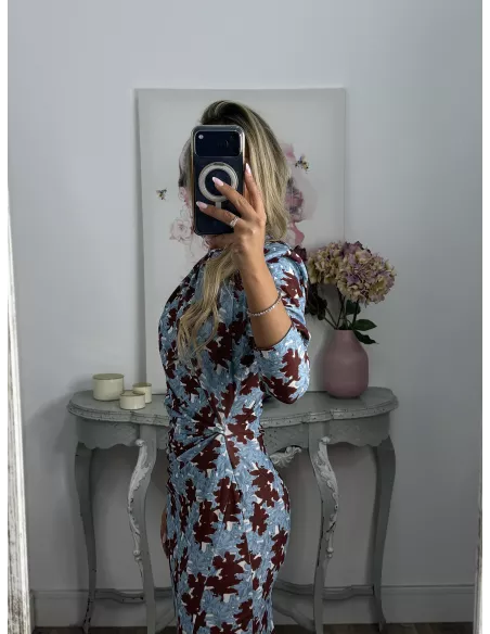 Vestido Macarena azul y vino
