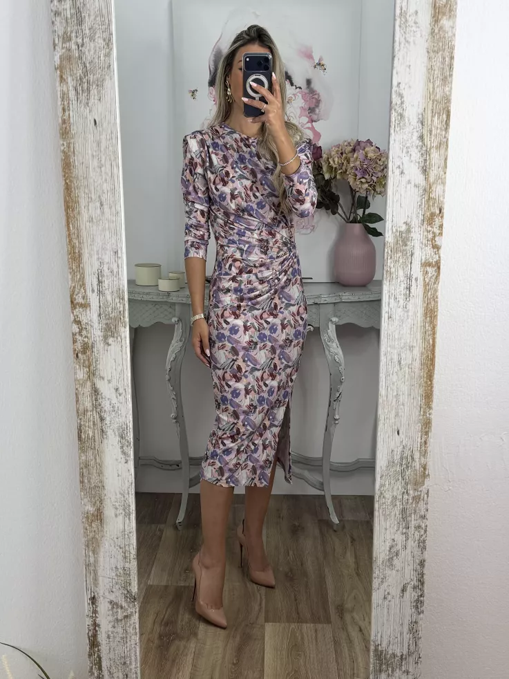 Vestido Macarena flores malva