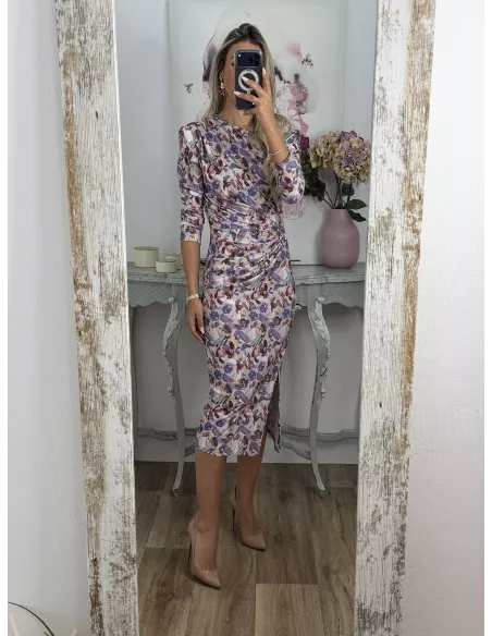 Vestido Macarena flores malva