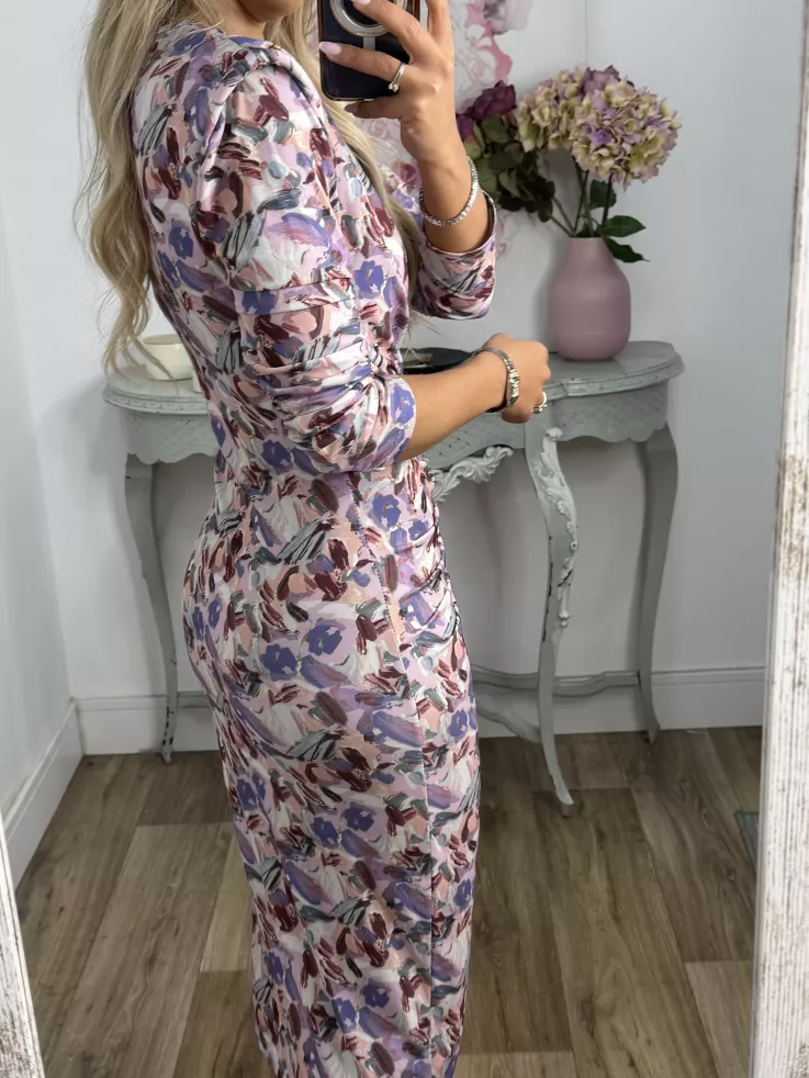 Vestido Macarena flores malva