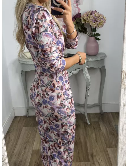 Vestido Macarena flores malva