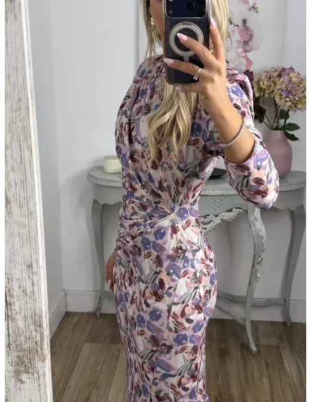 Vestido Macarena flores malva