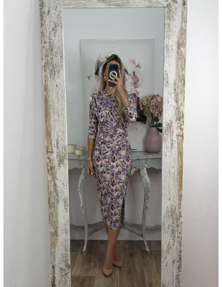 Vestido Macarena flores malva
